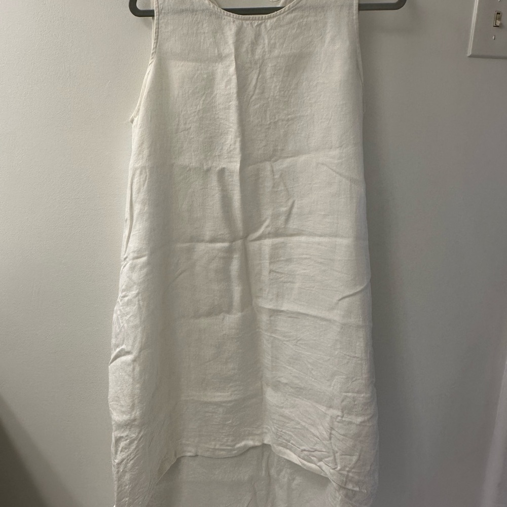 Magic Linen White High-Low Dress